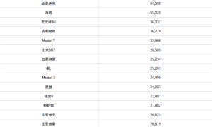 4月中国各车型销量TOP15出炉：小米SU7第六 超特斯拉Model 3